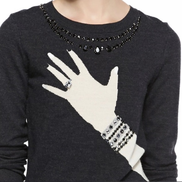 Alice + Olivia Sweater Women’s XS Wool Hand with Ring Beaded - Picture 1 of 12